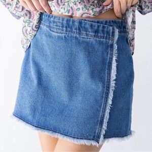 NWT Natural Life Denim Faux Wrap Skirt
